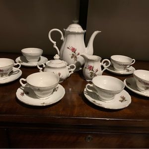 Vintage porcelain china tea set for six